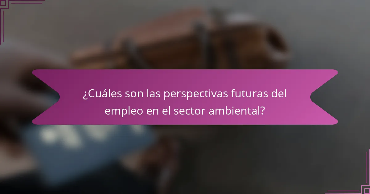 ¿Cuáles son las perspectivas futuras del empleo en el sector ambiental?