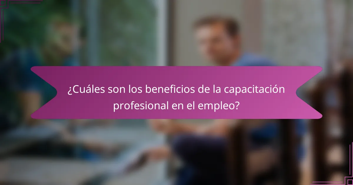 ¿Cuáles son los beneficios de la capacitación profesional en el empleo?