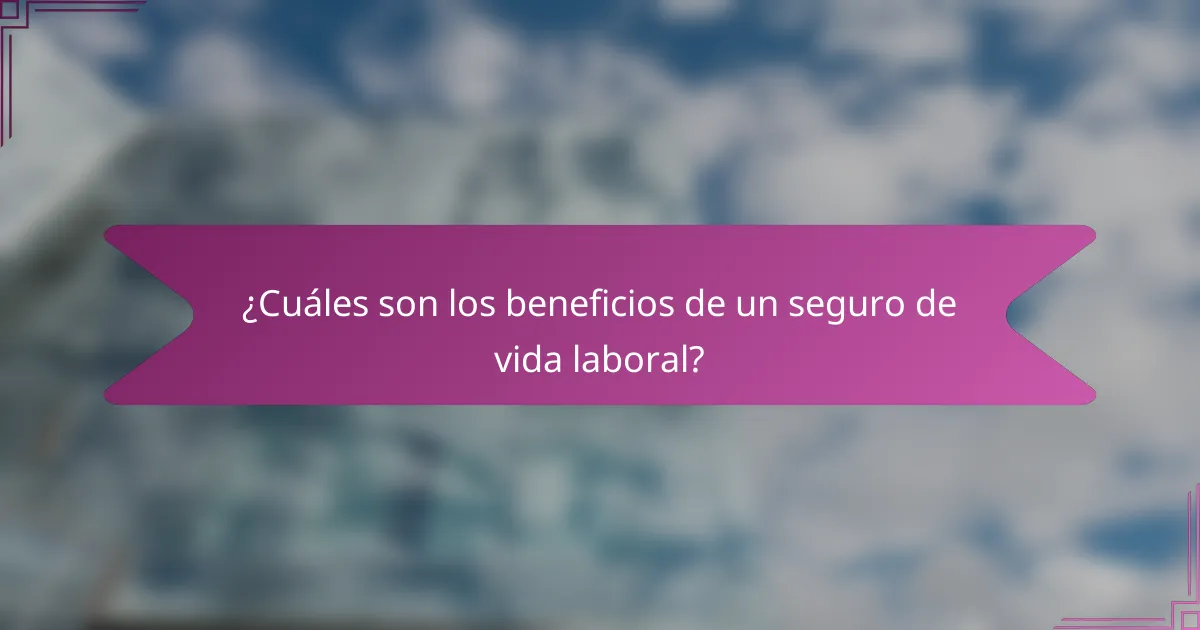 ¿Cuáles son los beneficios de un seguro de vida laboral?