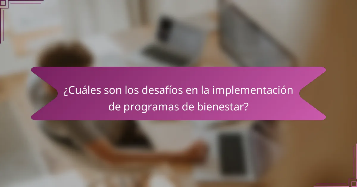 ¿Cuáles son los desafíos en la implementación de programas de bienestar?