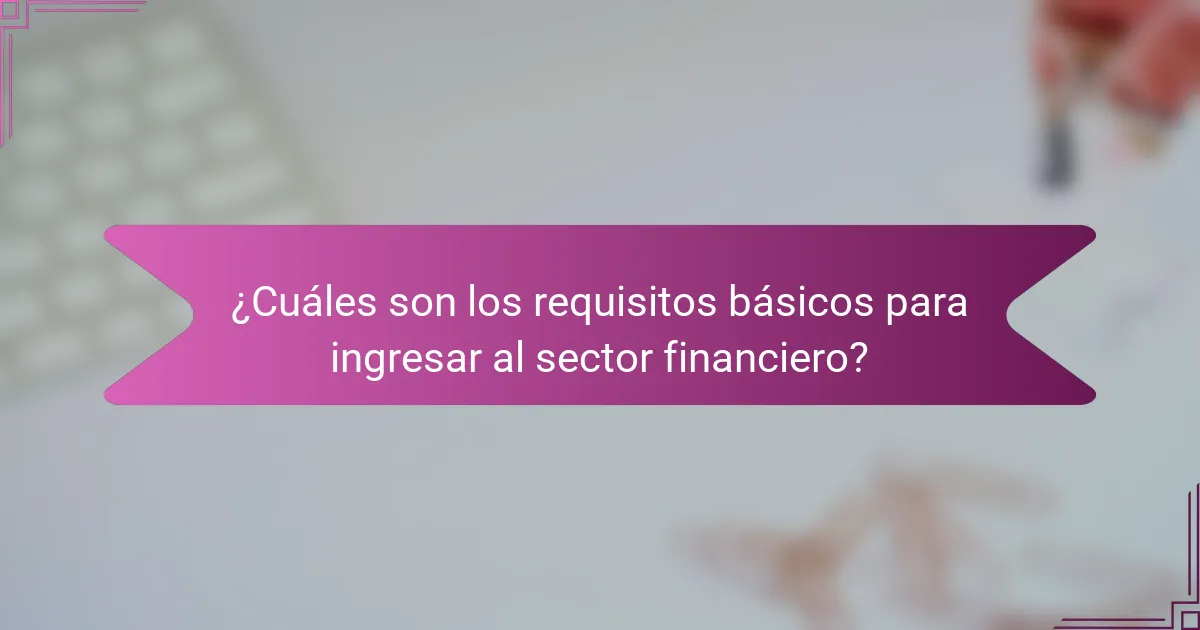 ¿Cuáles son los requisitos básicos para ingresar al sector financiero?
