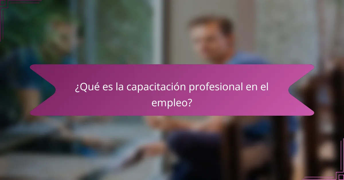 ¿Qué es la capacitación profesional en el empleo?