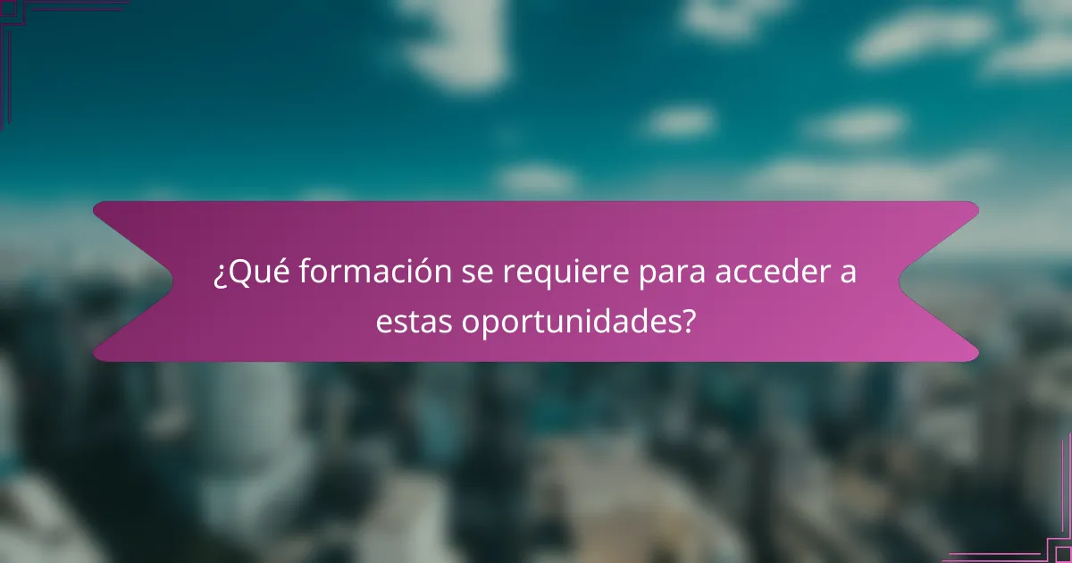 ¿Qué formación se requiere para acceder a estas oportunidades?