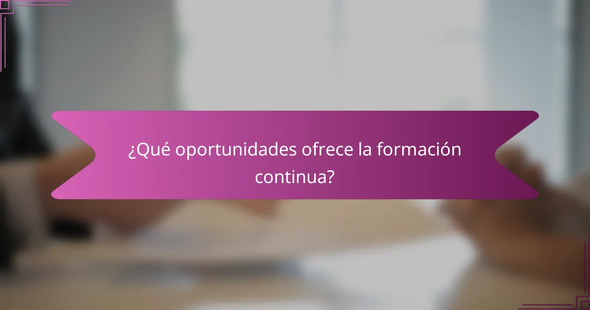 ¿Qué oportunidades ofrece la formación continua?